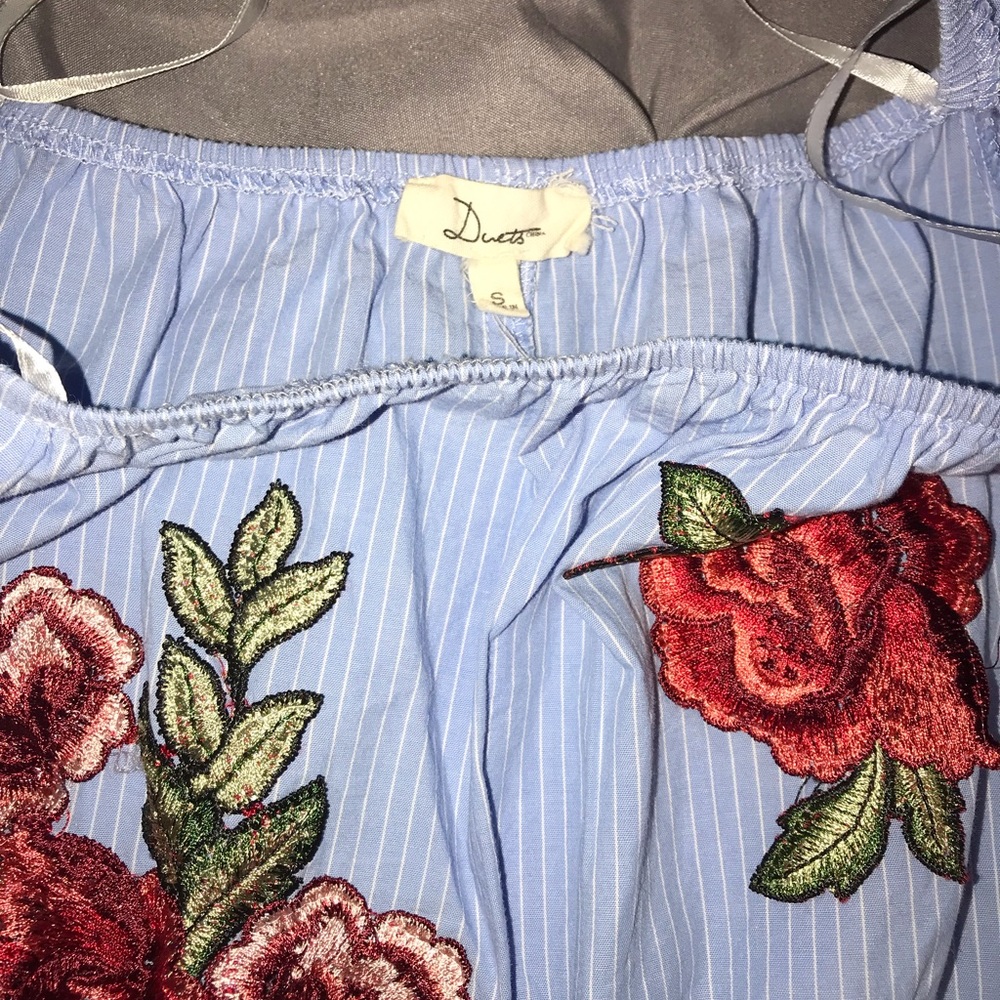 BLUE ROMPER WITH ROSE DETAIL!! - Picture 3 of 3